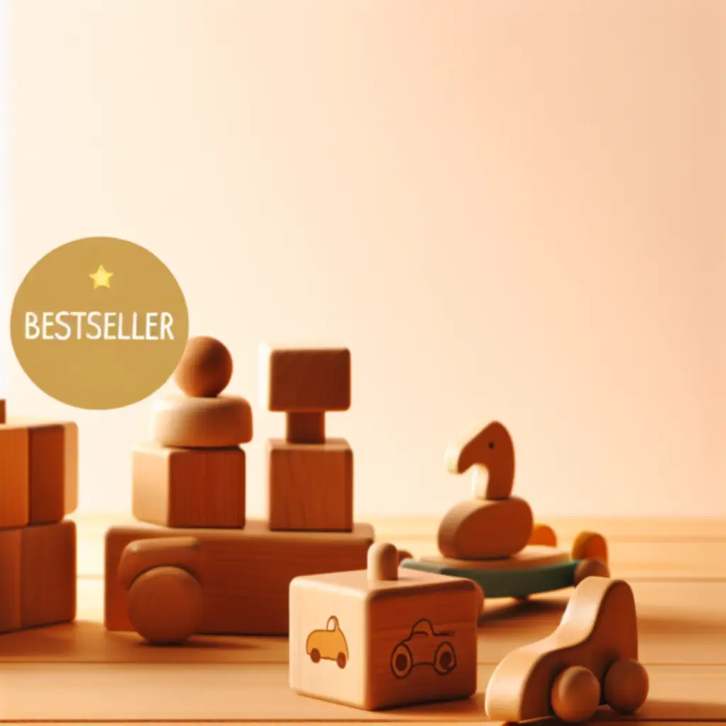 Drewniane, ekologiczne zabawki w naturalnej aranżacji domowej