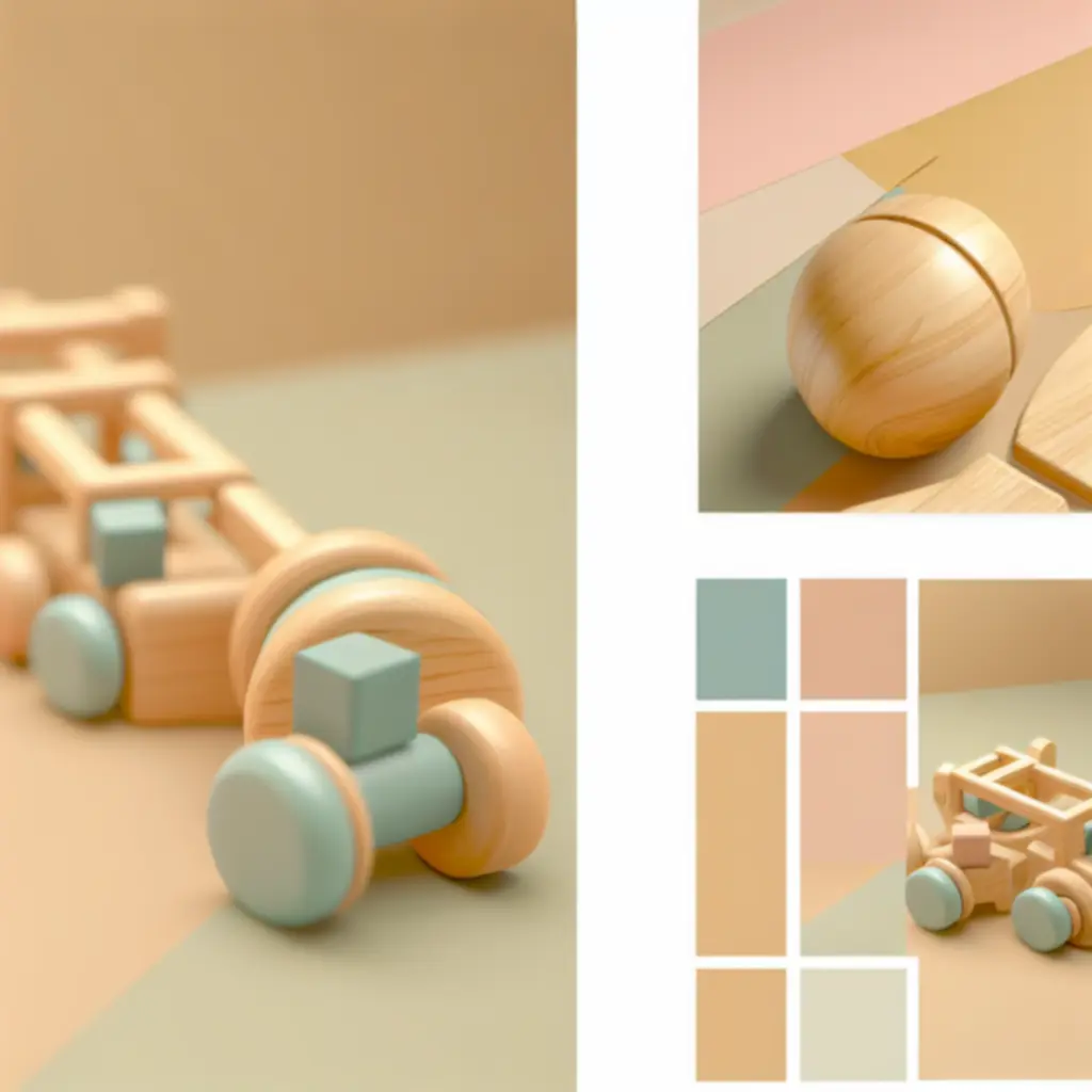 Zbliżenie na detal drewnianej zabawki EcoPlayToys